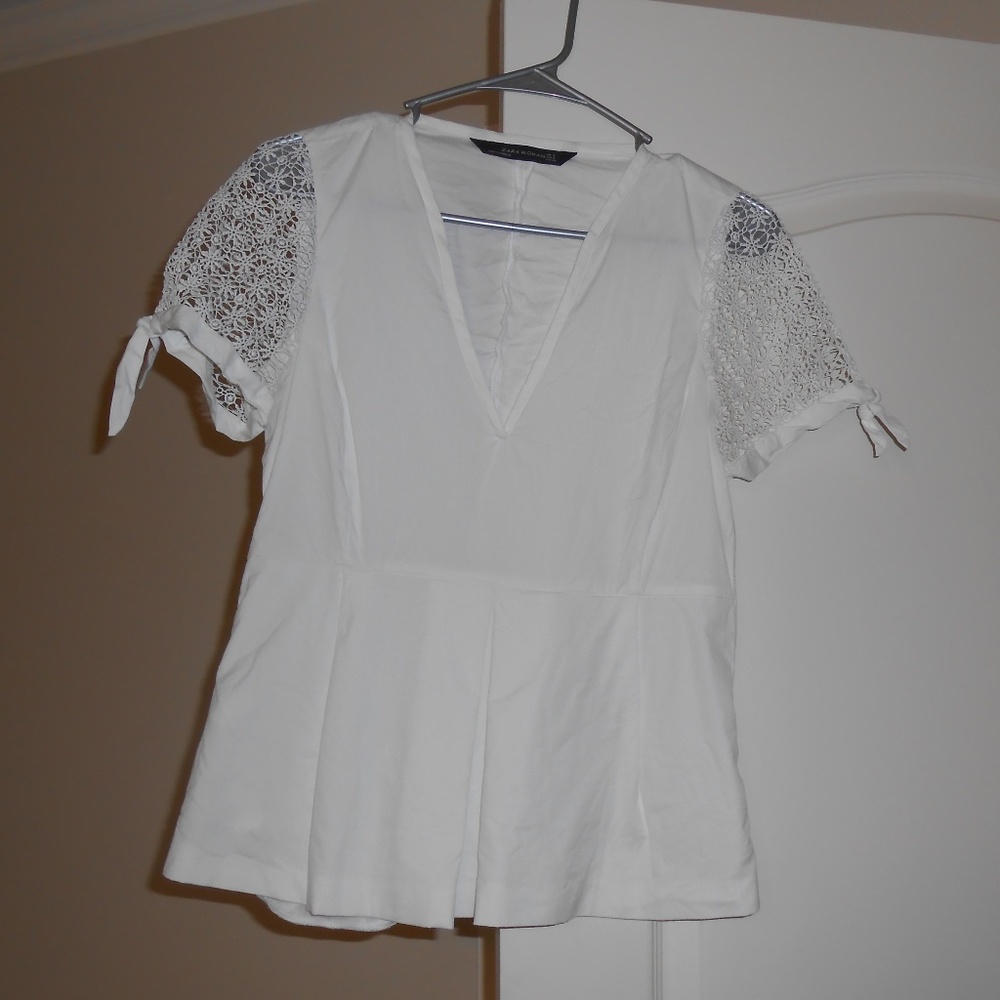 Zara Pleated Short Sleeve Blouse